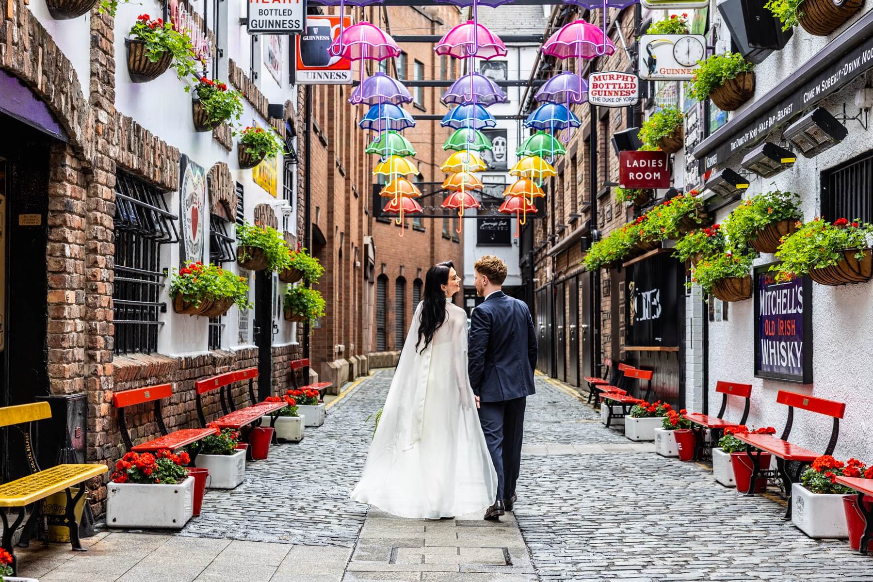 Joyful wedding couple portrait, award-winning Northern Ireland wedding photographer Annette Burke
